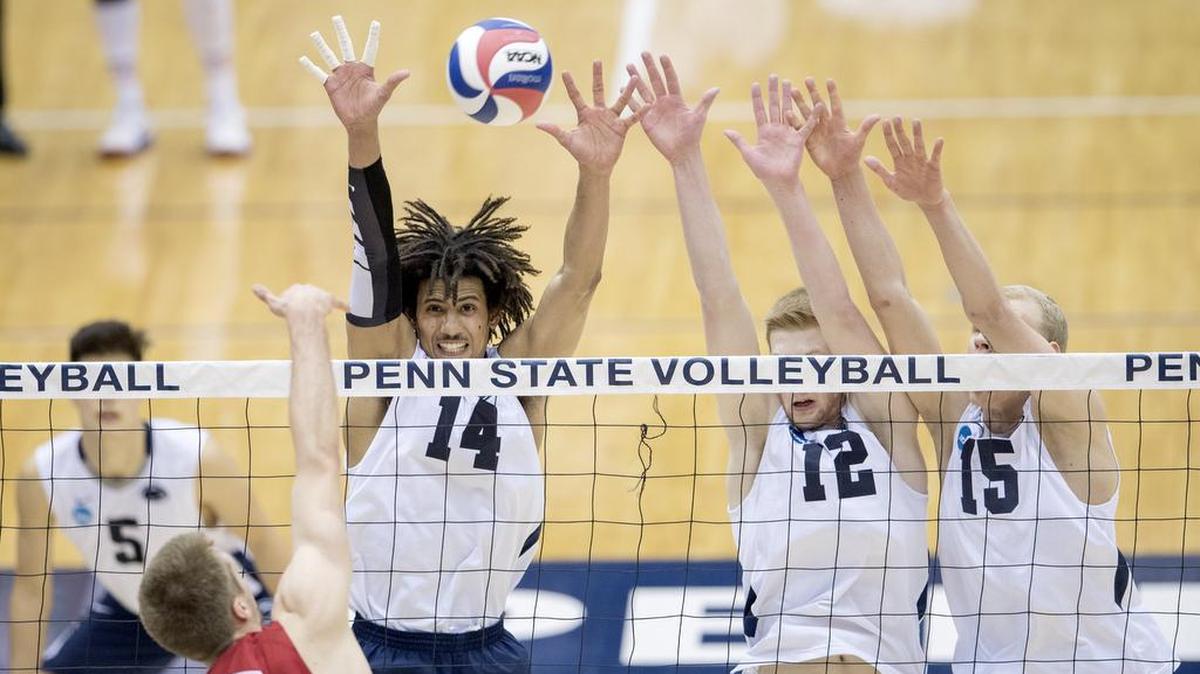 Penn State defenders Jalen Penrose, Kevin Gear and Aidan Albrecht, seen here last season, all return in 2018 — and are hoping the Nittany Lions can crack the top 5 this year.