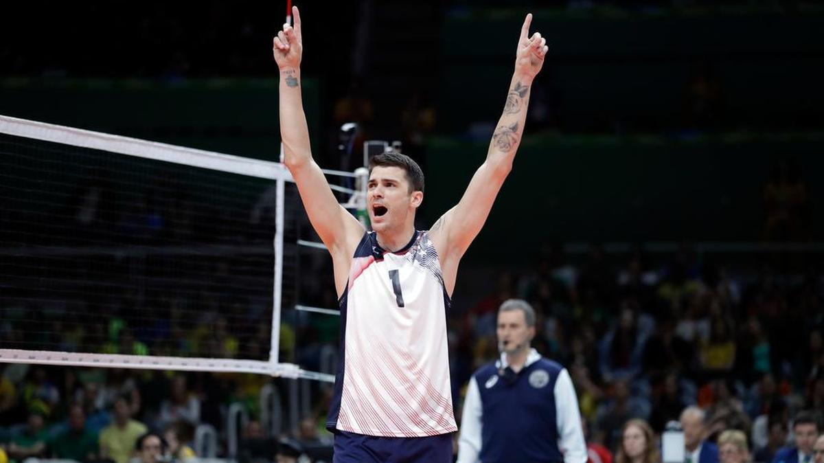 United States’ Matt Anderson, a former Penn State All-American, celebrates after defeating Brazil during a men's preliminary volleyball match at the 2016 Summer Olympics in Rio de Janeiro, Brazil, Friday, Aug. 12, 2016.