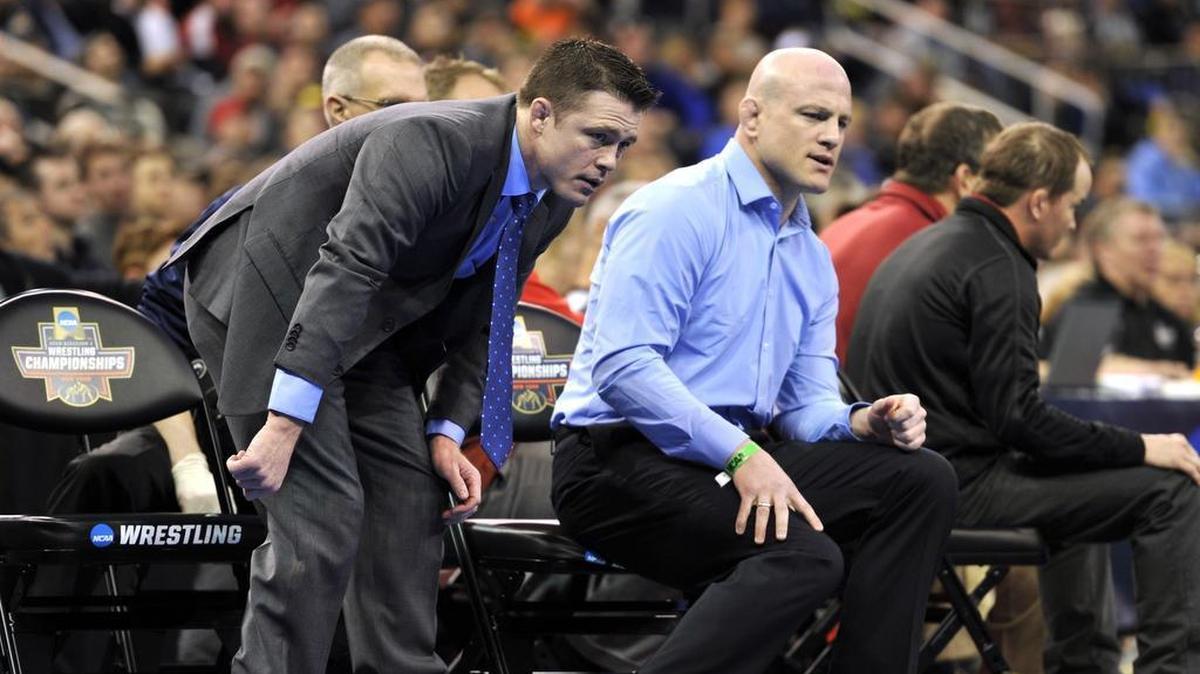 Penn State coaches Cody (left) and Cael Sanderson have the Nittany Lions 3-0 to start the year and go into the Thanksgiving break with their second Keystone Classic title. Penn State doesn’t compete again until Dec. 3 against Lehigh at the PPL Center in Allentown.