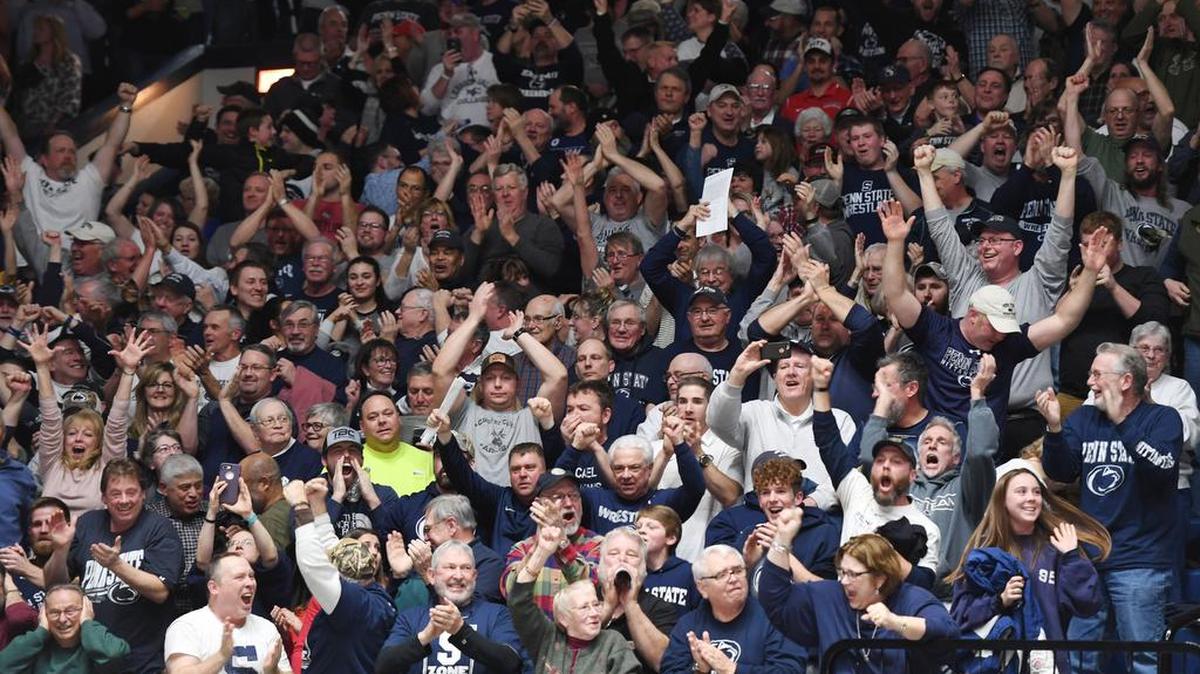 Penn State fans, seen here in February at Rec Hall, will have two Nittany Lions to cheer on Saturday. Both Brady Berge and commit Aaron Brooks will be competing Saturday in the Best-of-Three Finals Matchups at the 2018 Junior Freestyle World Team Trials Challenge.