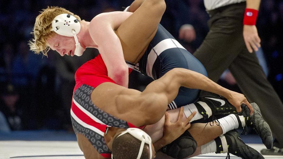 Penn State’s Bo Nickal controls Ohio State’s Myles Martin during a dual meet in 2016. Who will win the match this time between the No. 1 and No. 2 wrestlers at 184 pounds? Those who want to find out in person at Saturday’s match at Rec Hall can expect to drop a good amount of money for a ticket.