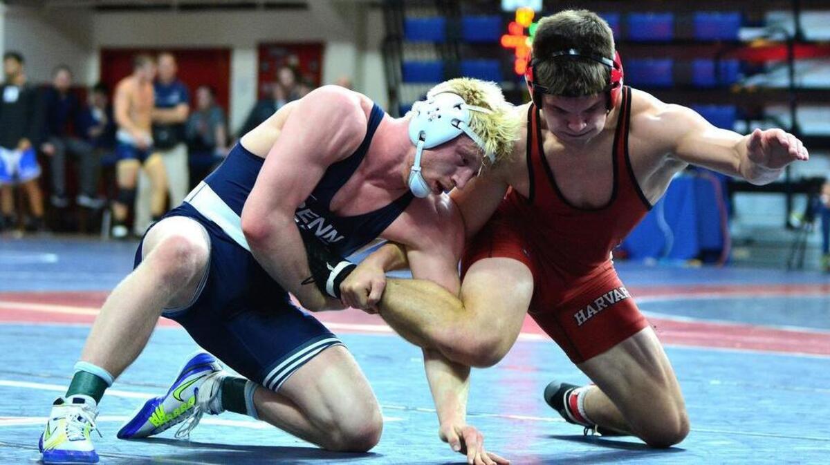Penn State’s Bo Nickal controls Harvard’s Kanan Dean in their 184-pound second-round match of the Keystone Classic on Sunday. Nickal earned a 24-9 technical fall over Dean in 6:07 and went on to claim the 184-pound crown.