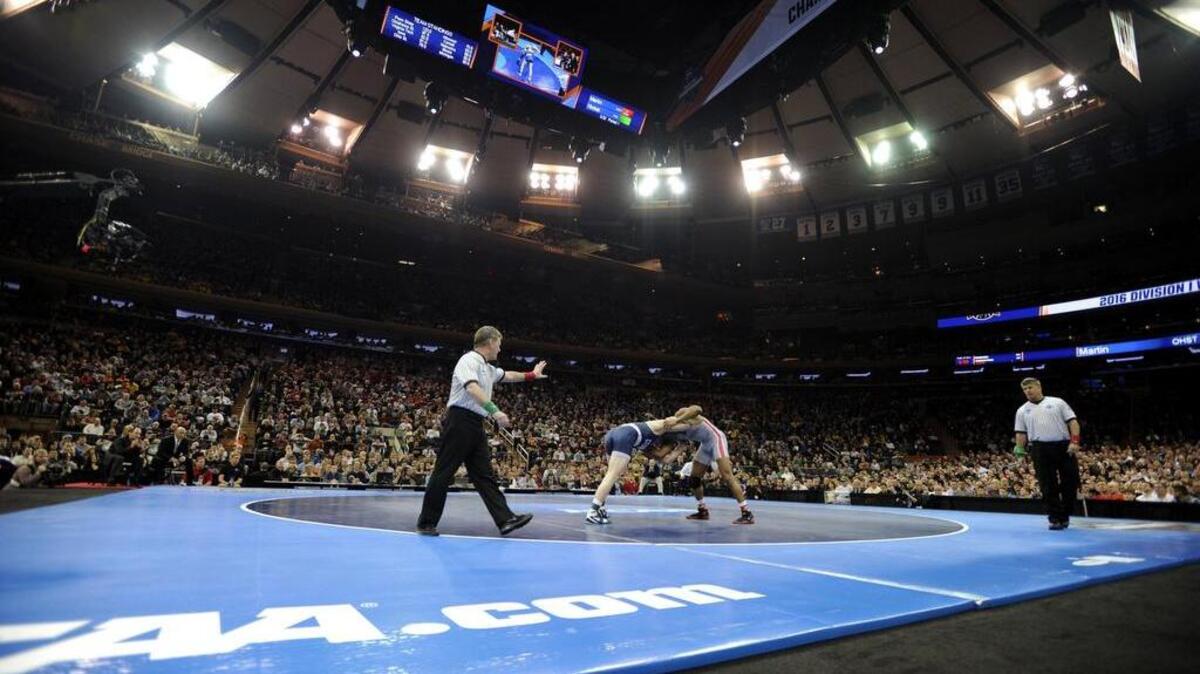 Penn State’s Bo Nickal loses to Ohio State’s Myles Martin in the 174-pound final. Penn State won the 2016 NCAA Wrestling Championship at Madison Square Garden in New York City on Saturday.