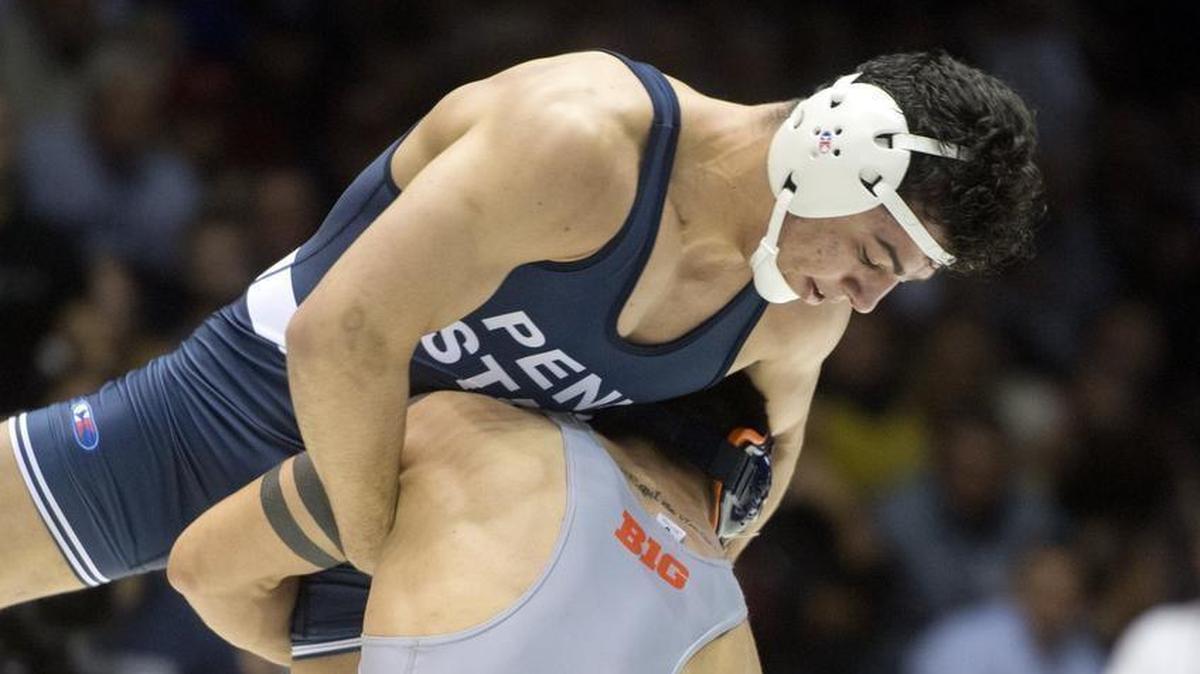 Penn State’s Vincenzo Joseph, seen here in a match last season, will not compete for the Nittany Lions on Sunday in the Keystone Classic in Philadelphia.