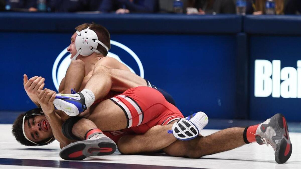 Penn State’s Zain Retherford earns a technical fall over Ohio State’s Ke-Shawn Hayes in seven minutes in their dual on Feb. 3 at Rec Hall.