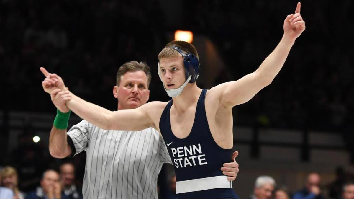 Penn State’s Jason Nolf, seen here last month, was injured Sunday — but head coach Cael Sanderson said Monday that he’s still “very optimistic” his star wrestler will return in time for the postseason.