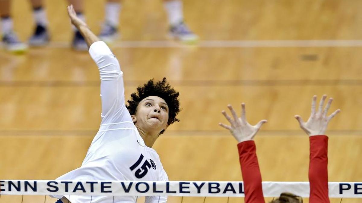 Penn State’s Haleigh Washington, seen here last season, was named both the national (AVCA) and Big Ten player of the week.