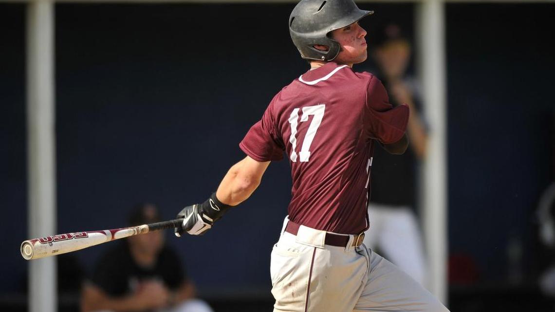 Ryan Karstetter, seen here in a PIAA playoff game in 2013, played for State College for two seasons before going to IMG Academy in Florida, where he earned team MVP honors his junior and senior seasons. Karstetter was picked in the 19th round of the MLB draft on Wednesday.