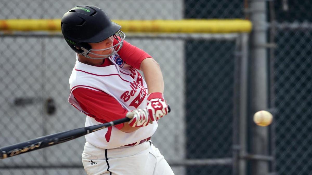 Bellefonte's Quinn Tooker hits a home run during a game against Indiana on Sunday at Montresor Field in State College.