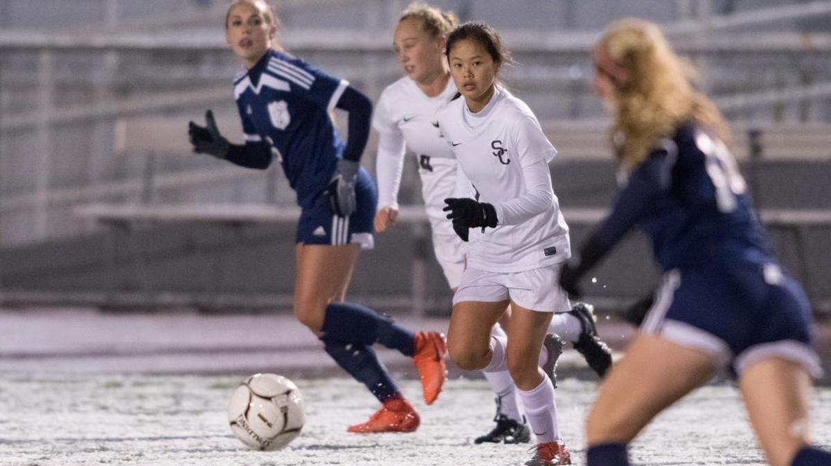 Payton Porter of State College dribbles the ball during play Tuesday against Norwin High School. The Lady Little Lions fell 4-0 to Norwin in the PIAA Class 4A first round game.