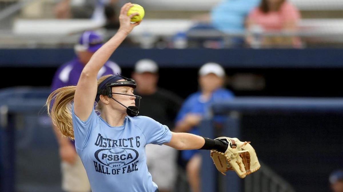 Bellefonte's Tara Baney pitches for District 6 during the PSBCA All Star game on Thursday at Nittany Lion Softball Park.