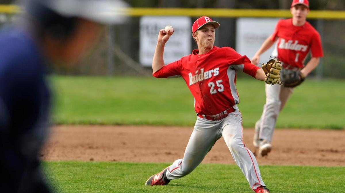 Bellefonte's Tyler Kreger makes the throw to first. Philipsburg-Osceola played Bellefonte in baseball May 2, 2016.
