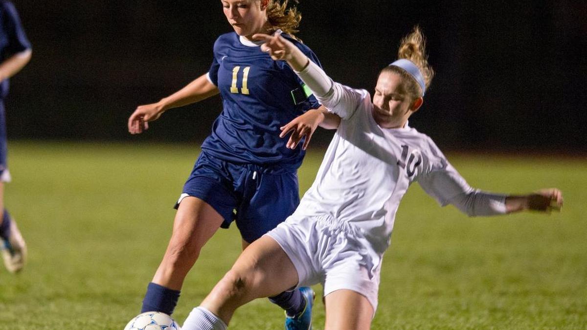 Penns Valley's Keira Whitman (10) tries to steal the ball from bald Eagle Area's Maddie Holderman as she runs down the field during the Thursday, October 1, 2015 game.