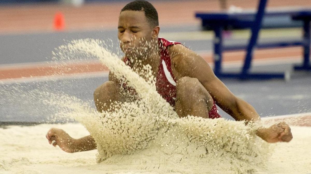 State College’s Kellin Valentine competes during the Kevin Dare High School Invitational on Saturday at the Penn State Multi-sport Facility. For more on the meet, see Page 4B.