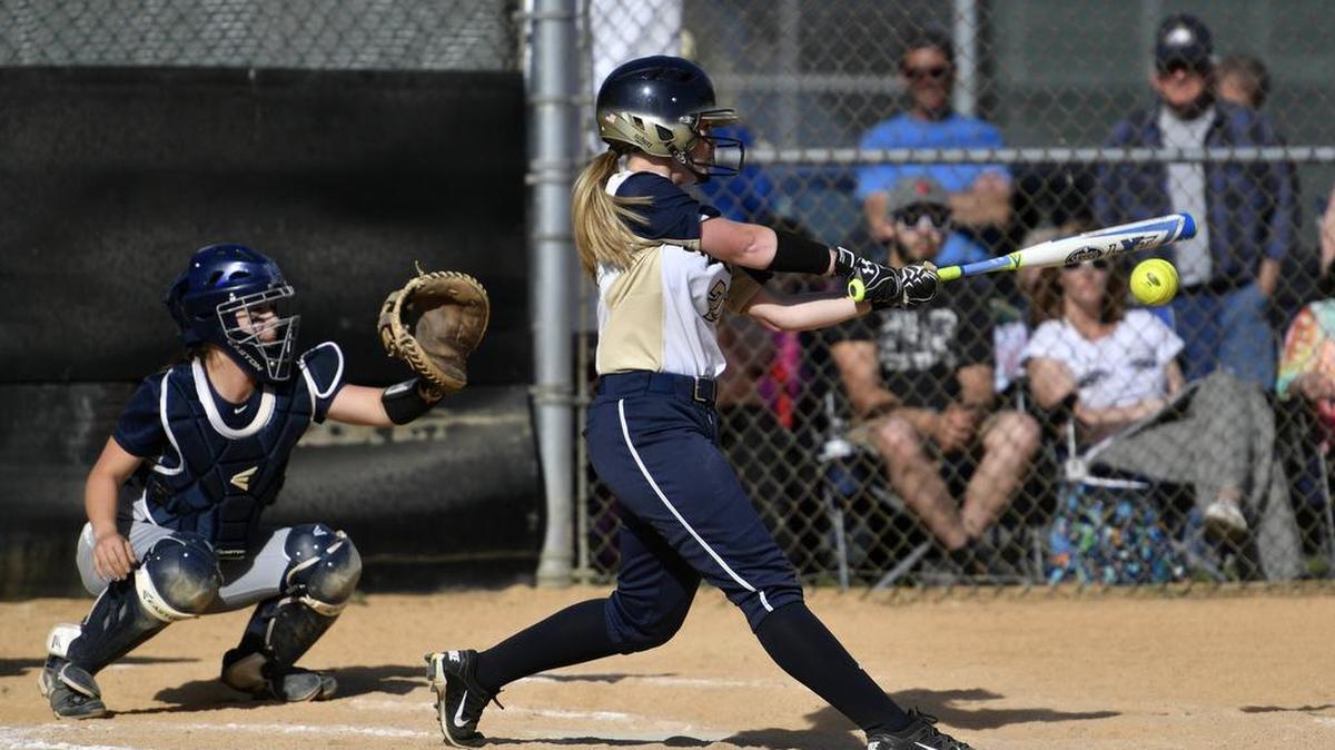 Bald Eagle Area’s Megan Kresovich singles in the game-winning run to beat Philipsburg-Osceola on April 25. The rivals split their regular-season meetings and battle again Wednesday in the District 6 championship game at Penn State’s Beard Field.