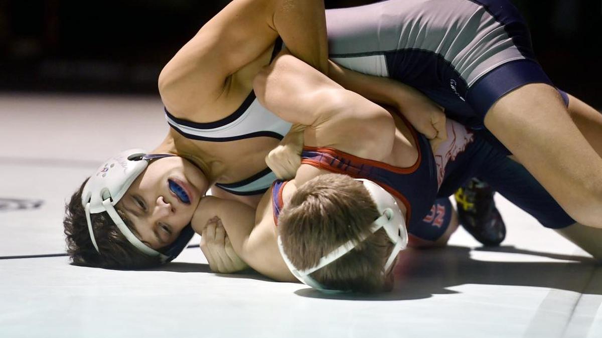 Penns Valley’s Baylor Shunk, seen here last year, went 7-0 this week with three technical falls. He now has nine tech falls this year and leads the county in that category.