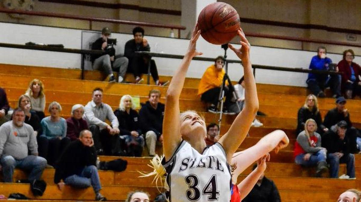 State College's Elizabeth Czekaj, seen here during Wednesday’s game, watched the Lady Little Lions drop both games at the State College Kiwanis Holiday Classic. They fell in the consolation game Thursday, 53-43, to Northampton.