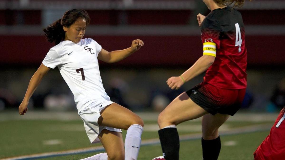 State College’s Payton Porter (7) scored on a penalty kick to give the Lady Little Lions a 2-1 win over Lower Dauphin on Saturday