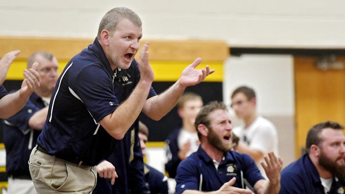 Bald Eagle Area wrestling coach Ron Guenot, seen here last season, said on Thursday that the decision to move down a classification next season “might open up some more doors and opportunities” for his team.