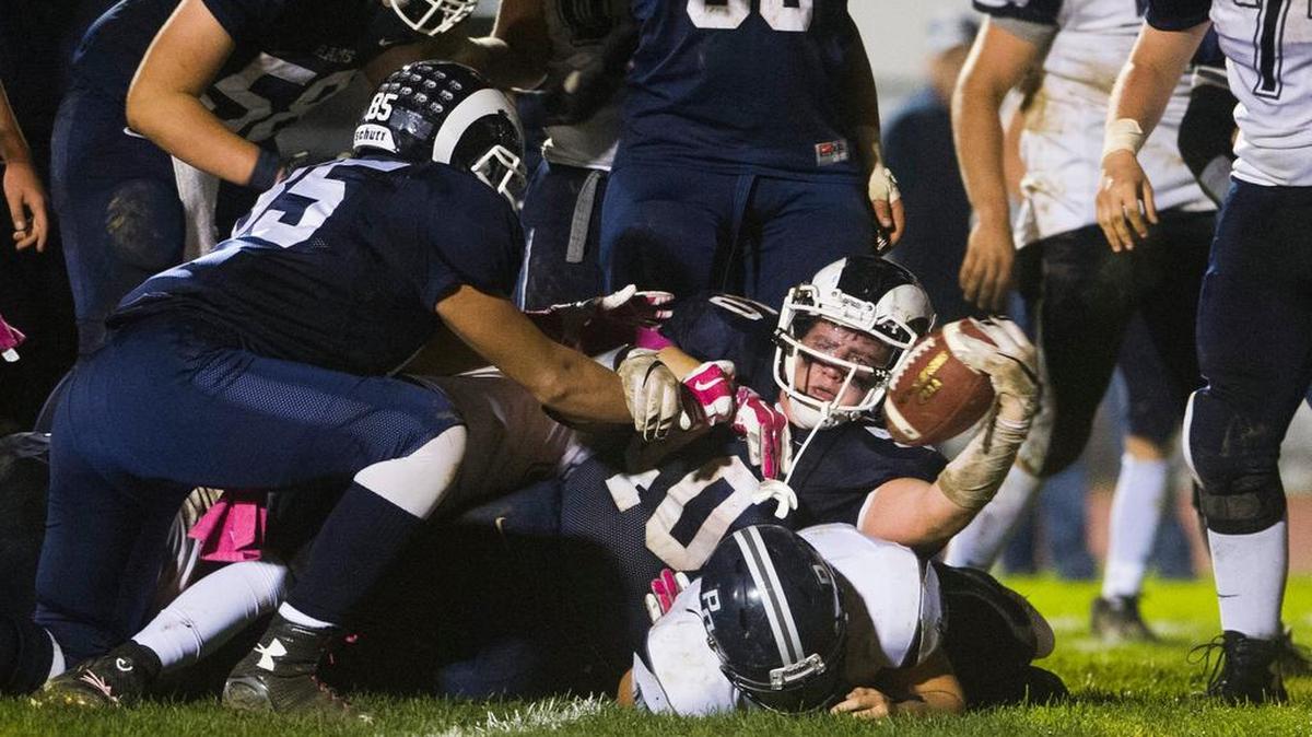 Penns Valley's Chase Collison sneaks in for a touchdown against Philipsburg-Osceola during a football game on Friday, Oct. 9, 2015.