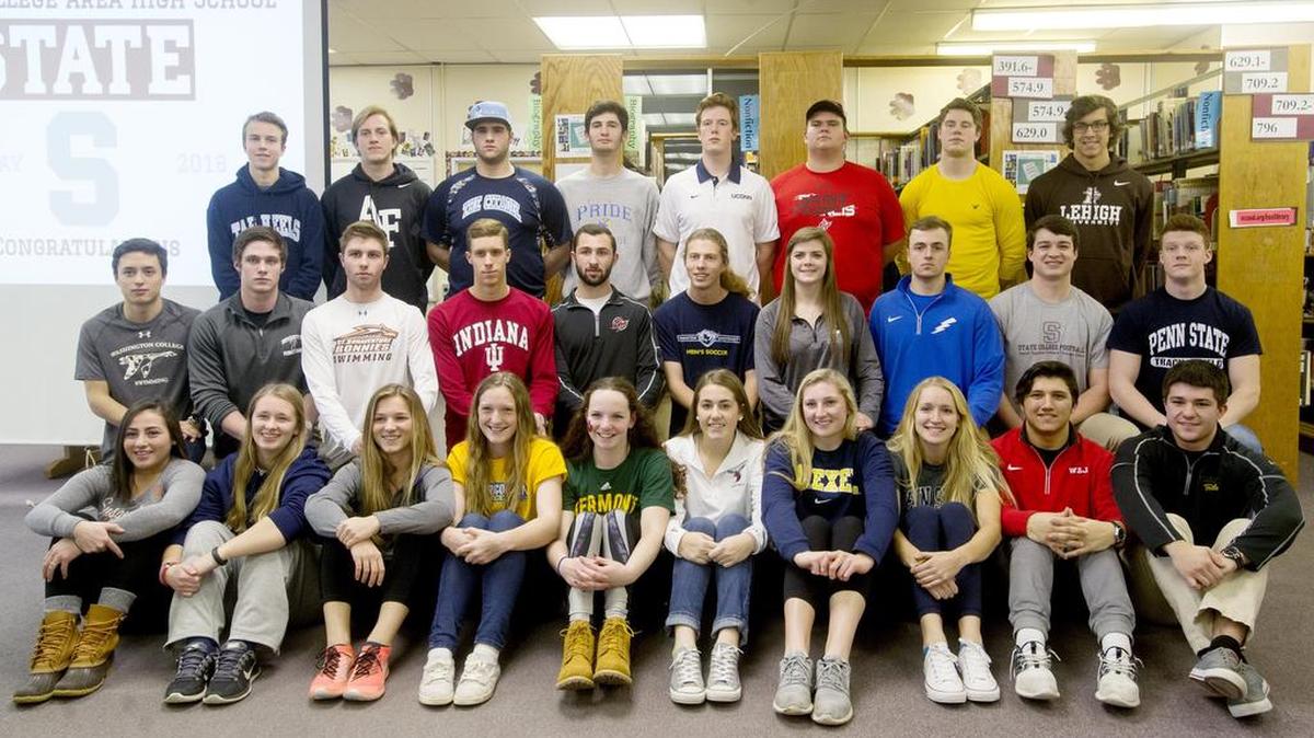 The State College Area school district recognized students who signed on National Letter of Intent Signing day to play a sport at Division I, II or III schools on Wednesday, February 3, 2016.