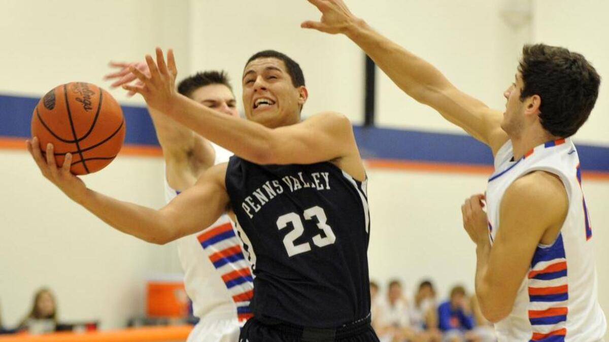 Penns Valley’s Logan Pearce puts up a shot against St. Joseph’s Catholic Academy in December. Penns Valley will face Kane, the winner of District 9, at 6 p.m. Saturday at Clarion University in the first round of the PIAA Class AA playoffs.