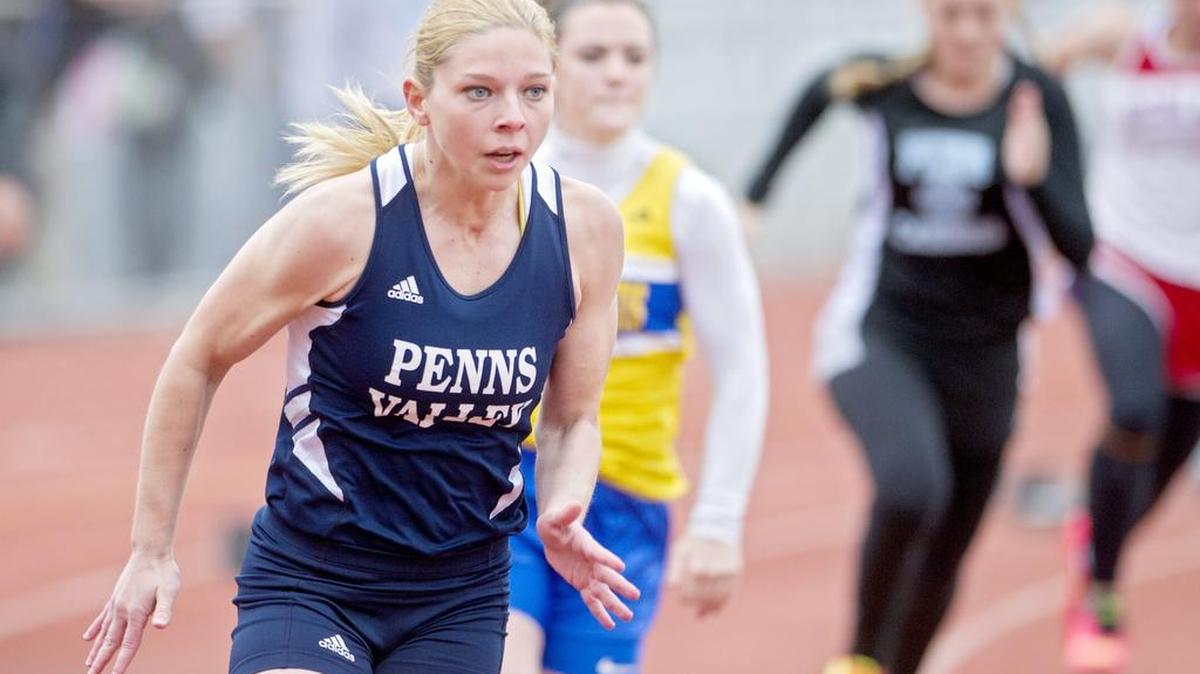 Penns Valley’s Destiny Andrus competes in the 200-meter dash prelims during the District 6 Class AA Track and Field Championships on Tuesday at Mansion Park. Andrus set a district meet record in the 200-meter race.