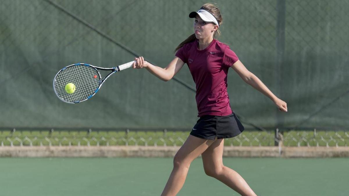 State College’s Kelly Vanden, seen here last month, won her first set Monday but did not finish her match. The Lady Little Lions lost 4-0 in the District 6 Class 3A semifinals against Hollidaysburg.