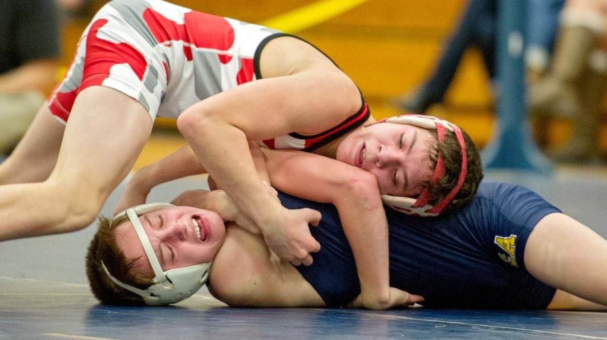 Bellefonte’s Cole Stewart, seen here when wrestling 106 pounds, is showing Centre County wrestlers they should be scared to take him on. Stewart, now wrestling 126 pounds, has three of the fastest pins in the county with his most recent coming in 10 seconds.