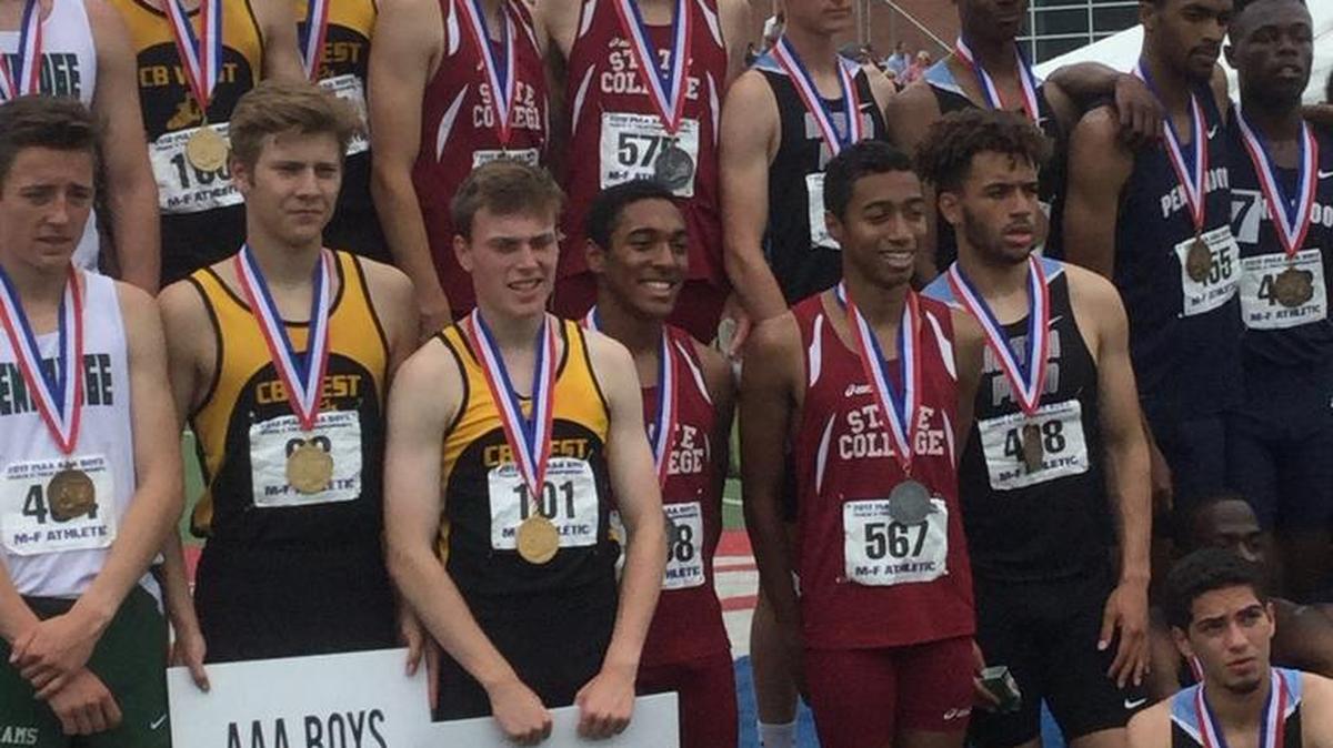 The State College boys’ 4x800 relay team of Nick Feffer (bottom left), Joey Feffer, Chris DiPerna (top left) and Owen Wing are the CDT’s Athletes of the Week.