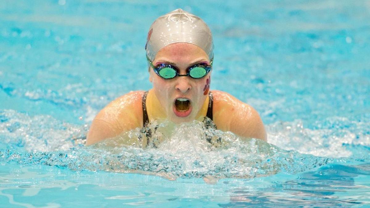 State College’s Ruth Dangelo competes in the Class 3A girls’ 200-yard IM.
