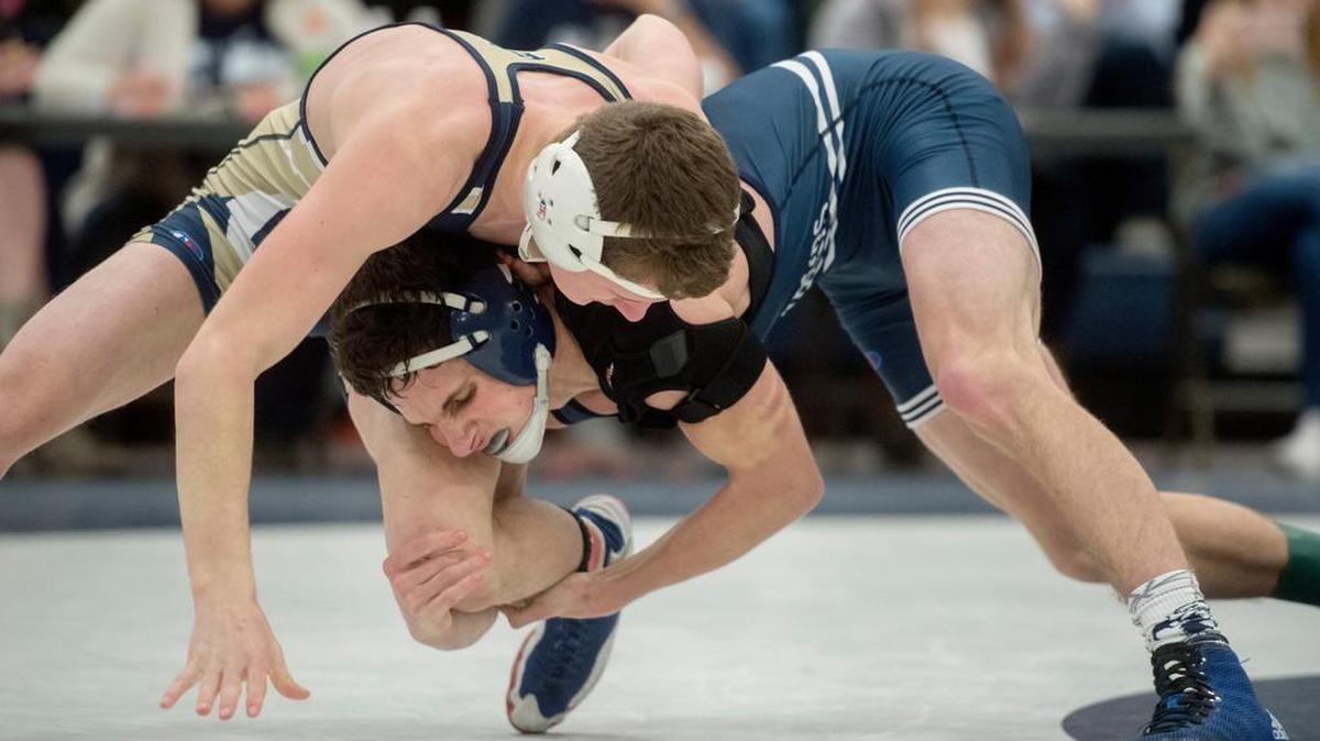 Philipsburg-Osceola’s Matt Johnson (bottom) was named the Outstanding Wrestler at the JJ Powell Mountaineer Tournament.