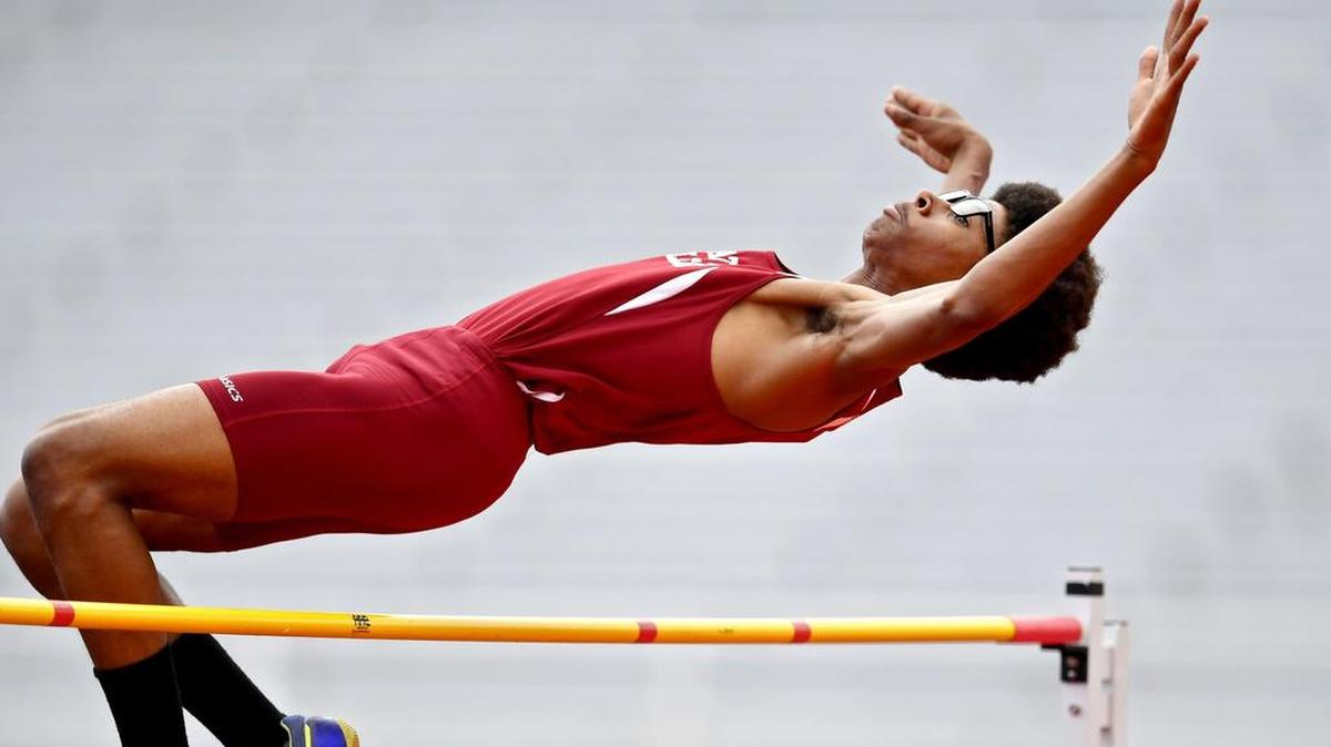 State College’s Stanley Hamilton, seen here during the last outdoor season, is one of a number of county athletes who are trying to adjust to the cold temperatures and training for the current indoor season.