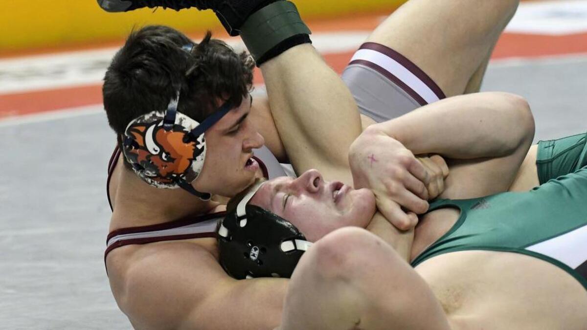 State College’s Cole Urbas had two pins this week to have 11 this season. He is only one behind Penns Valley’s Abraham Allebach.