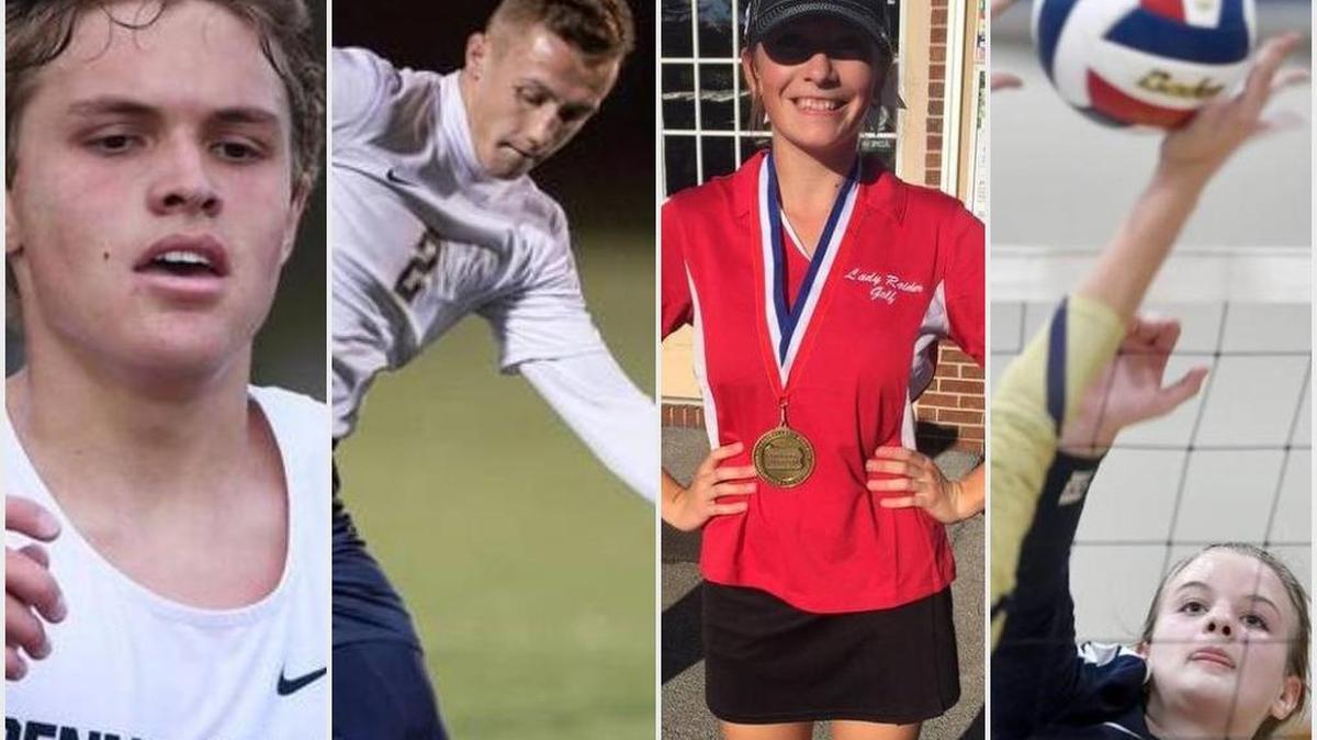 The Mountain League named four local athletes as MVPs on Wednesday including, from left to right, Penns Valley’s Chris Colwell (boys’ cross country), Bald Eagle Area’s Seth Koleno (boys’ soccer), Bellefonte’s Cassie Vogel (girls’ golf) and BEA’s Grace Hugar (girls’ volleyball).