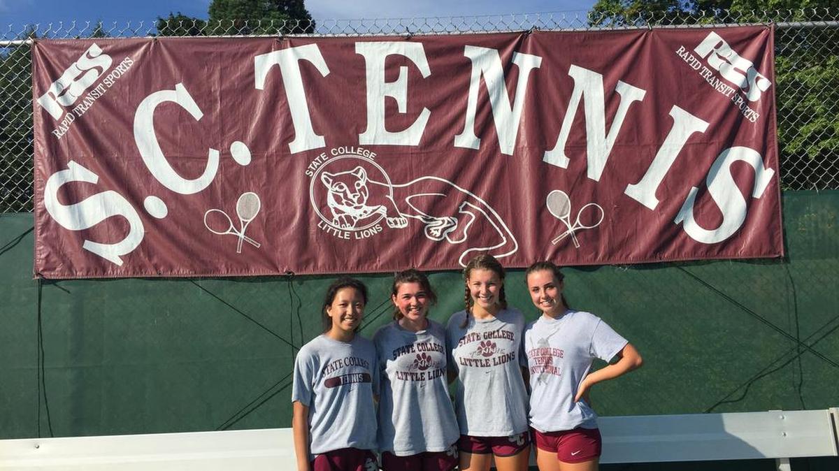From left to right, Jasmine Cao, Laura Guay, Maggie Jaenicke and Kelly Vanden are the State College tennis team’s returning letterwinners. Missing from photo: Shannon Steel.