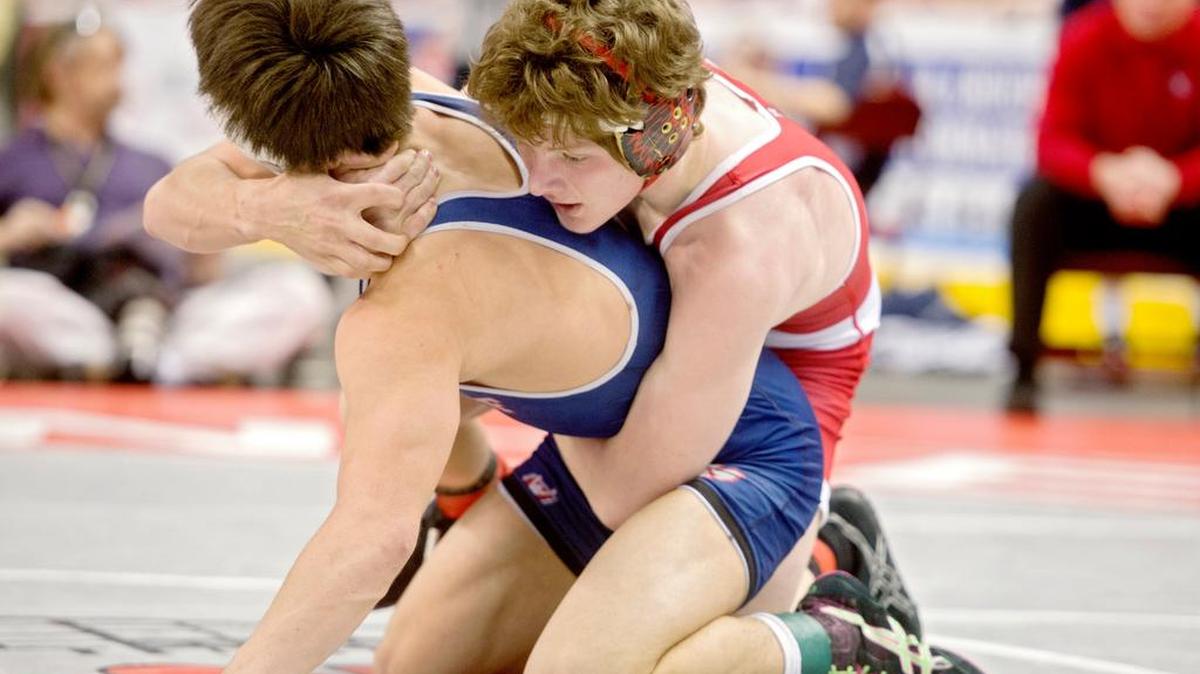 Bellefonte’s Brock Port, right, won the 145-pound title at the Conestoga Valley Holiday Classic on Friday. Bellefonte finished fifth as a team.