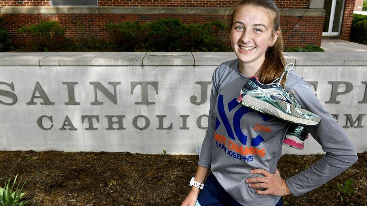 St. Joseph's Catholic Academy’s distance runner Sera Mazza was named the Centre Daily Times’ Female Inspiring Athlete of the Year.outside of the school before a training run on Tuesday, May 23, 2017.