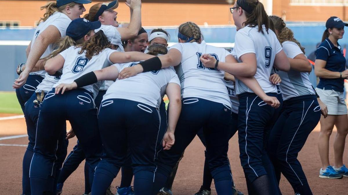 Third baseman Haylee Hayward leads the Philipsburg-Osceola softball team in a pre-game huddle before their first PIAA playoff game against Steel Valley High School at Beard Field on Monday, June 6, 2016.