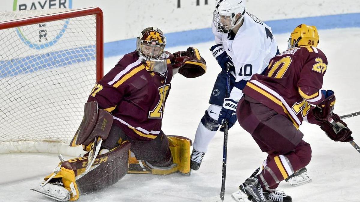 Penn State and Minnesota, seen here during last season’s tilt, will face off this weekend at 6 p.m. Friday and again 6 p.m. Saturday at Pegula Ice Arena.