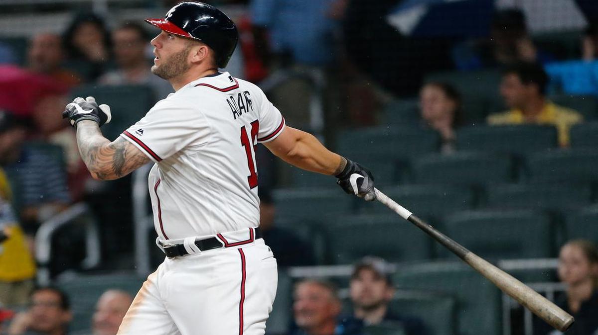 Atlanta Braves first baseman and Philipsburg native Matt Adams (18) homered against the Pittsburgh Pirates for the second straight night Tuesday.