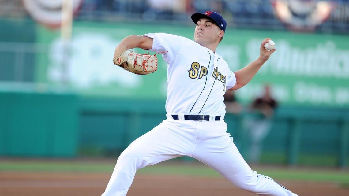 State College Spike Daniel Castano winds up for a pitch during a game against Batavia Saturday, July 1, 2017 at Medlar Field.
