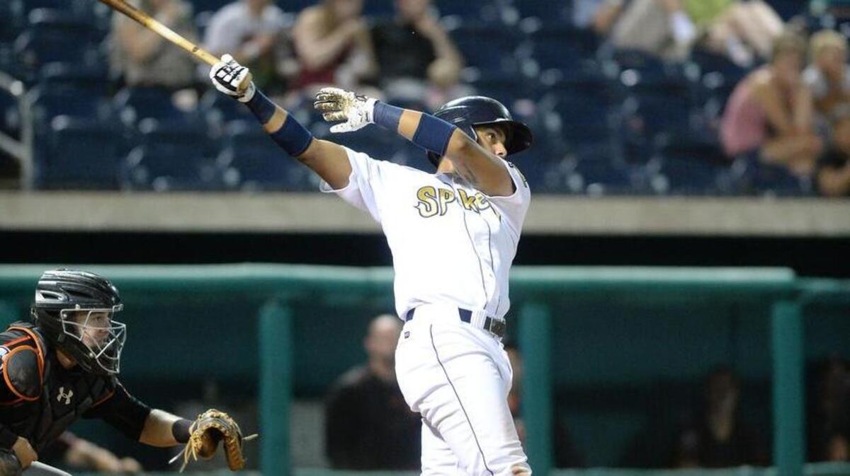 The State College Spikes’ Ricardo Bautista hit a three-run home run against Williamsport on Tuesday as the Spikes swept a doubleheader.