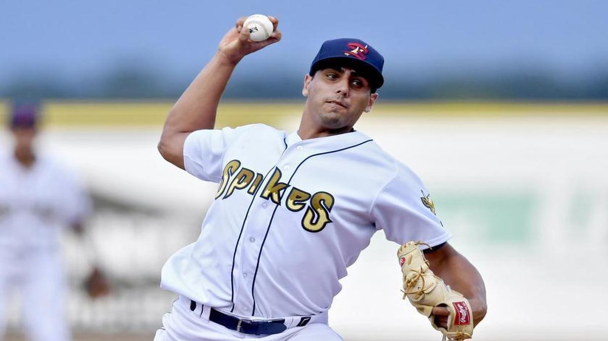 State College’s Steven Farinaro pitches during the Tuesday, August 9, 2016, game against West Virginia.