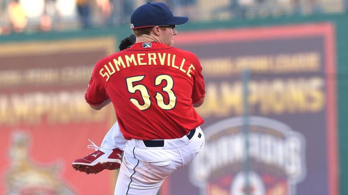 The State College Spikes’ Andrew Summerville allowed just one hit over seven innings of work Friday during his team’s 2-0 win over Williamsport.