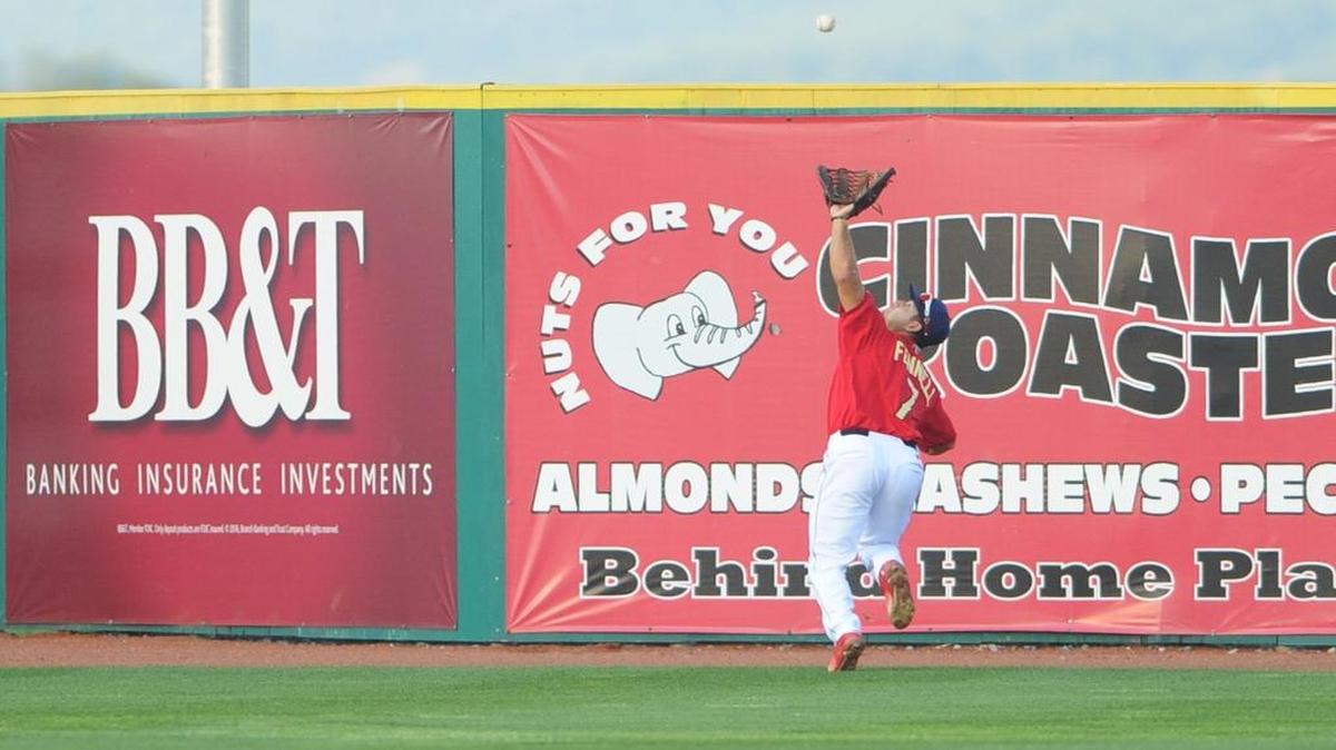 Spikes's centerfielder Mick Fennell catches a fly ball during a game against Williamsport Monday, at Medlar Field.