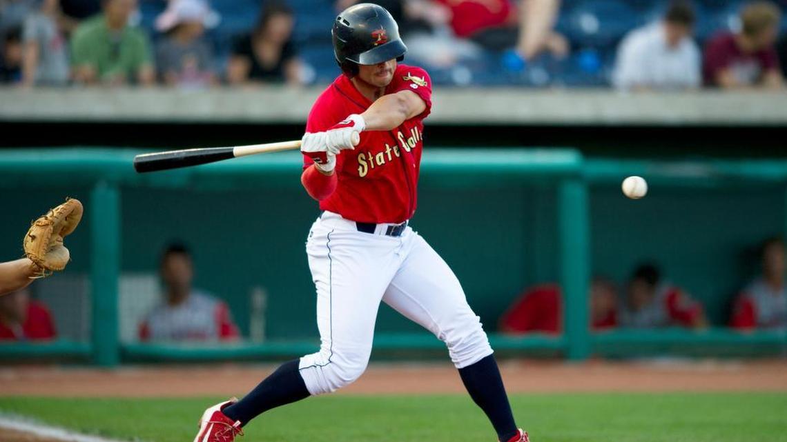 Spikes’ Danny Hudzina swings at the ball during a game against Williamsport Sunday, Sept 4, 2016 at Medlar Field.