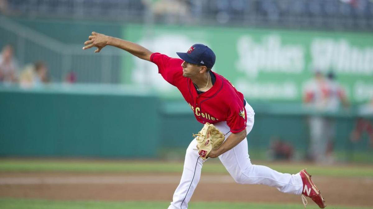 Steven Farinaro and Max Almonte combined on a four-hit shutout to lead the Spikes to a 3-0 win over the Hudson Valley Renegades in Game 1 of the best-of-three championship series Sunday at Dutchess Stadium.