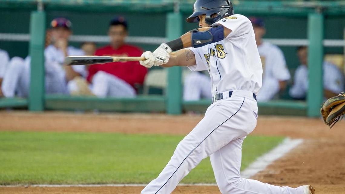 Ryan McCarvel hit one of three State College home runs in the Spikes’ 9-6 series-opening win Monday against the Tri-City ValleyCats at Joseph L. Bruno Stadium in New York.