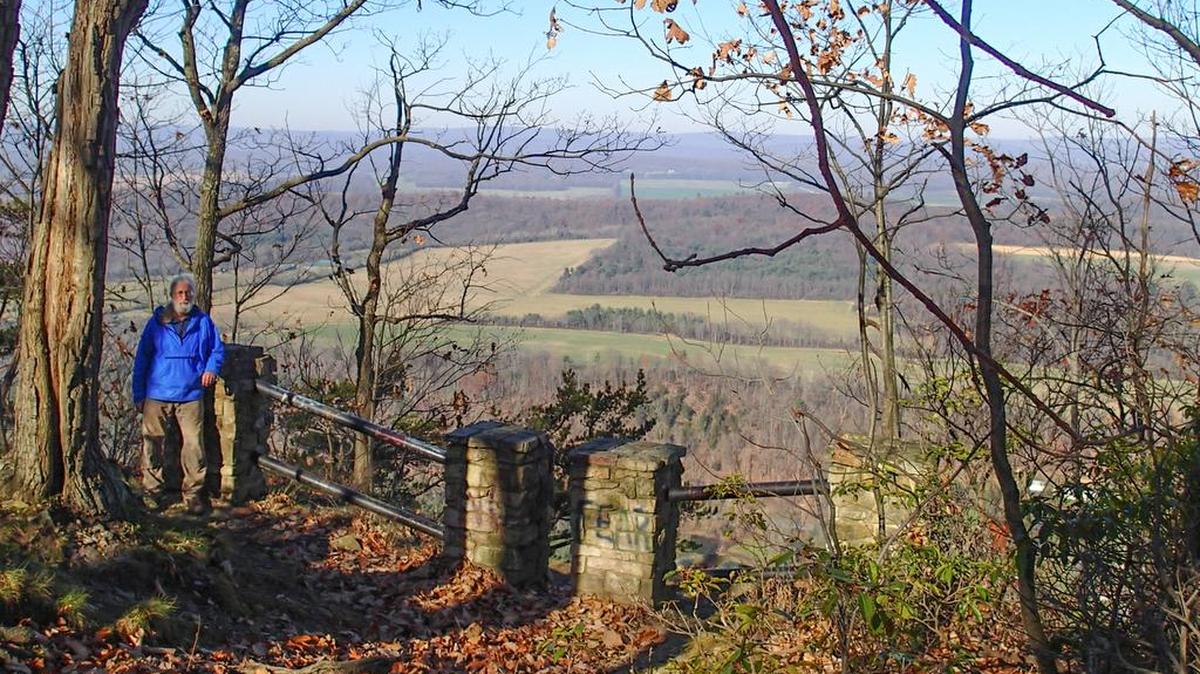 Author Gary Thornbloom stands at Indian Overlook last November.